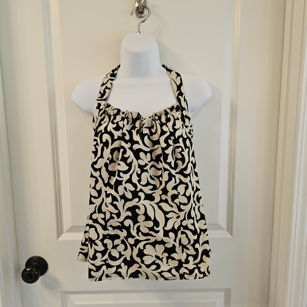 Ann Taylor Women's Halter Top Sinch Tie Brown & Cream Color Size 6